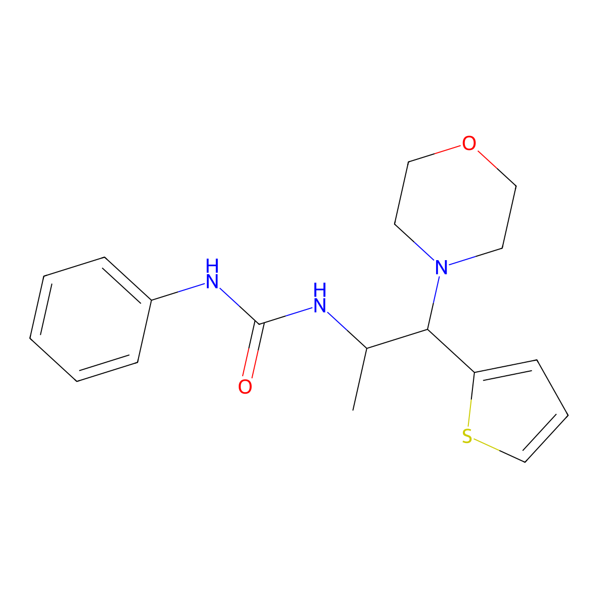 1-(1-Morpholino-1-(thiophen-2-yl)propan-2-yl)-3-phenylurea molecular structure, CAS 863017-96-3