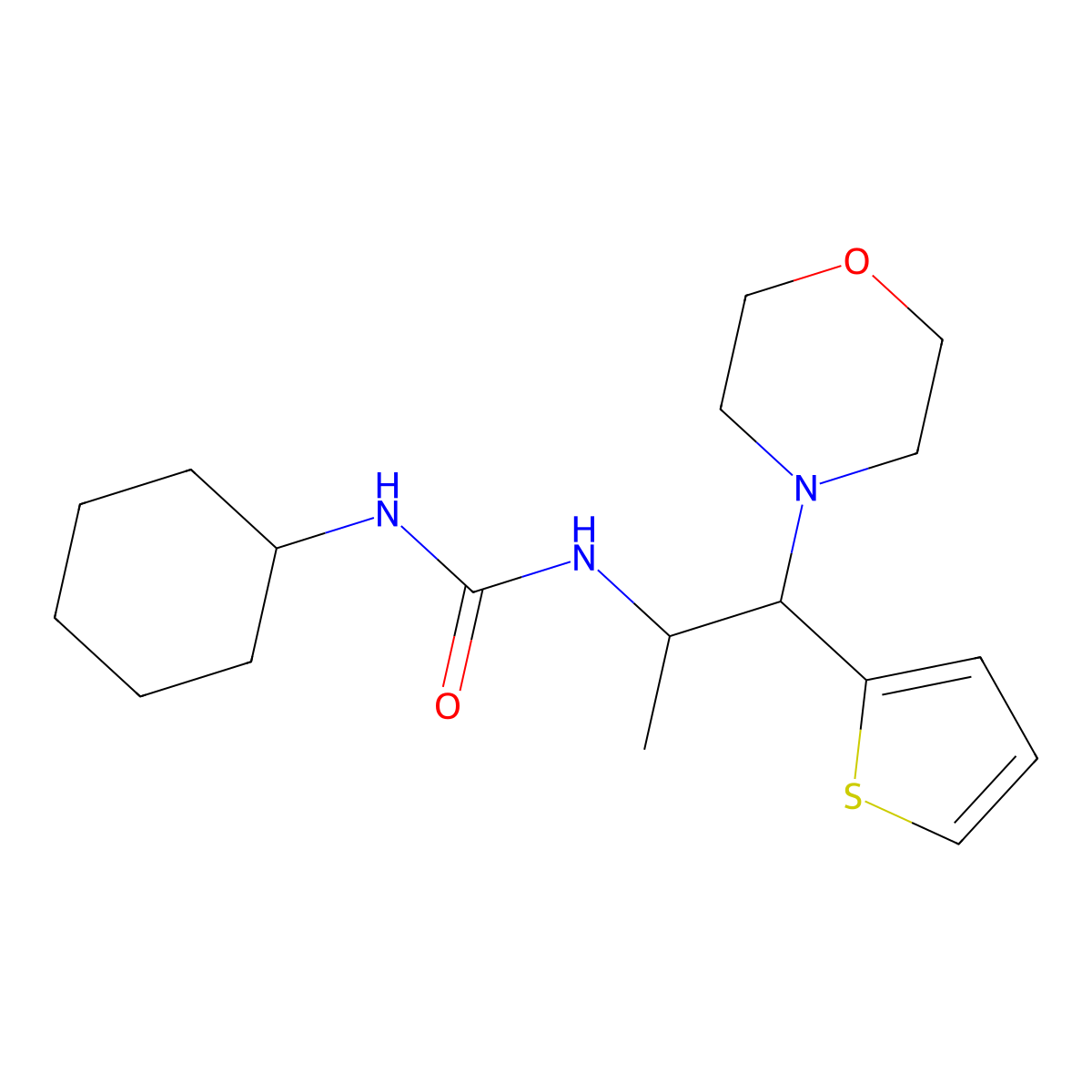 1-Cyclohexyl-3-(1-morpholino-1-(thiophen-2-yl)propan-2-yl)urea molecular structure, CAS 863017-97-4