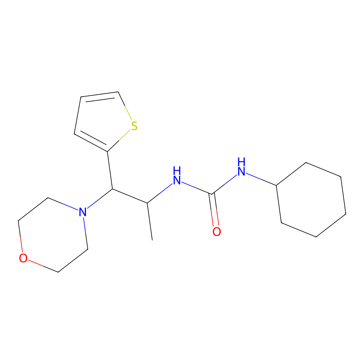 1-Cyclohexyl-3-(1-morpholino-1-(thiophen-2-yl)propan-2-yl)urea molecular structure, CAS 863017-97-4