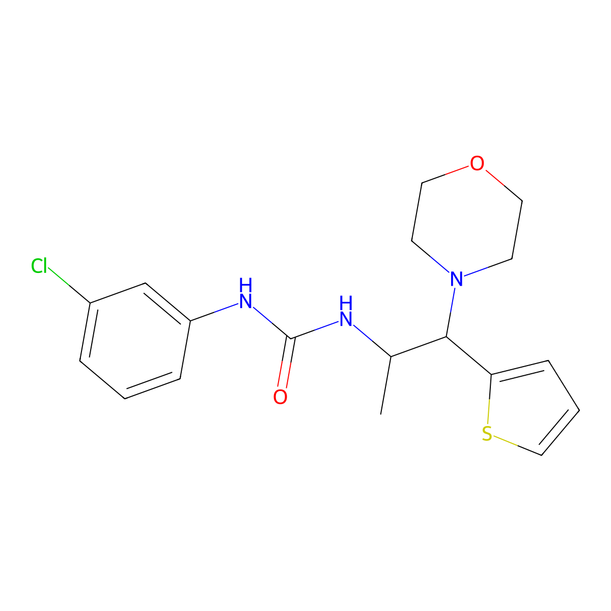 1-(3-Chlorophenyl)-3-(1-morpholino-1-(thiophen-2-yl)propan-2-yl)urea molecular structure, CAS 863017-98-5