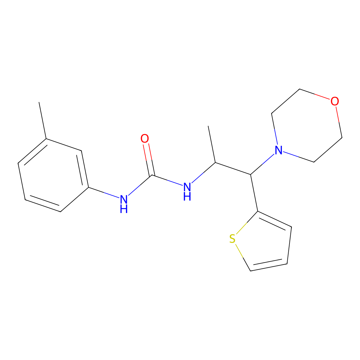 1-(1-Morpholino-1-(thiophen-2-yl)propan-2-yl)-3-(m-tolyl)urea molecular structure, CAS 863018-00-2
