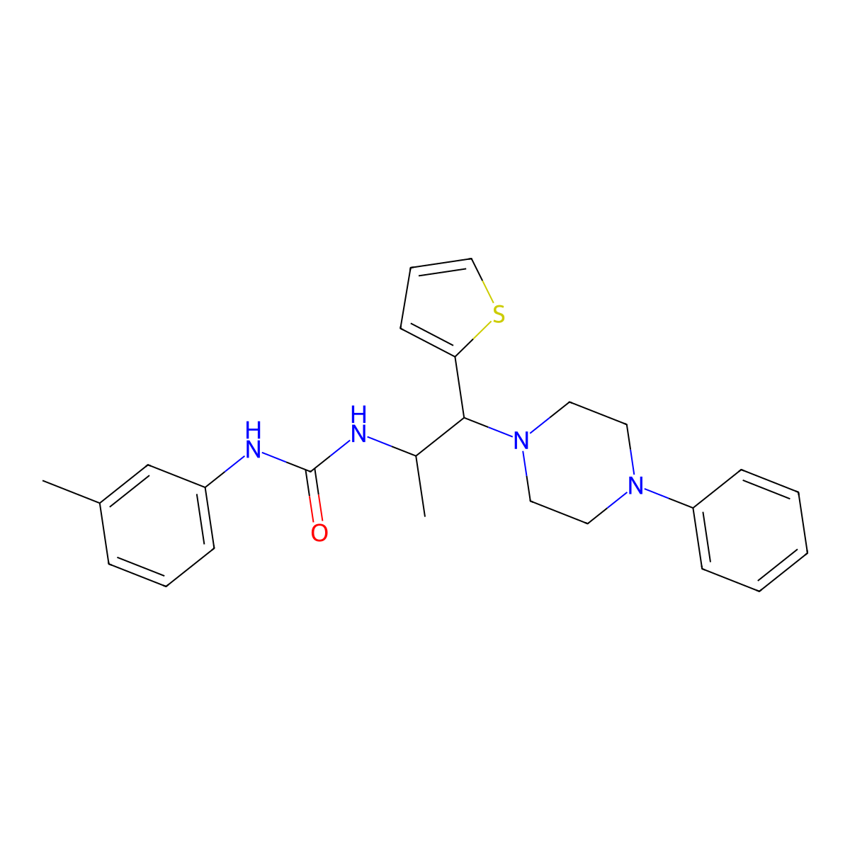 1-(1-(4-Phenylpiperazin-1-yl)-1-(thiophen-2-yl)propan-2-yl)-3-(m-tolyl)urea molecular structure, CAS 863018-10-4
