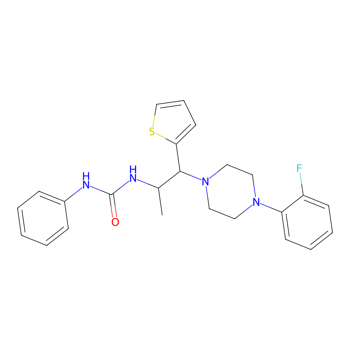 1-(1-(4-(2-Fluorophenyl)piperazin-1-yl)-1-(thiophen-2-yl)propan-2-yl)-3-phenylurea molecular structure, CAS 863018-11-5
