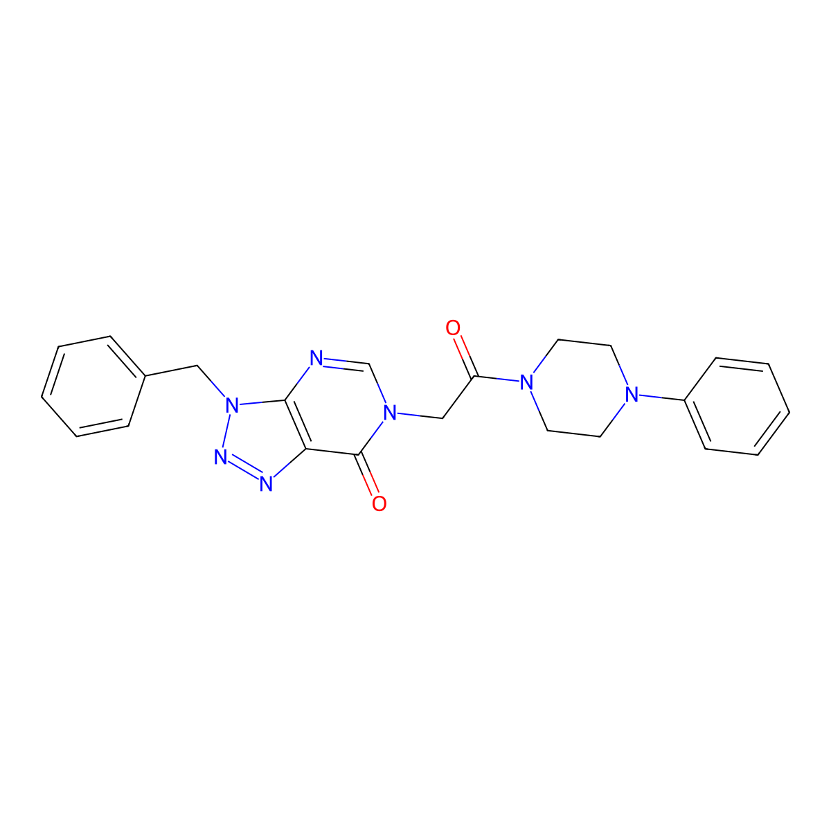 6-[2-Oxo-2-(4-phenyl-1-piperazinyl)ethyl]-3-(phenylmethyl)-7-triazolo[4,5-d]pyrimidinone molecular structure, CAS 863018-17-1
