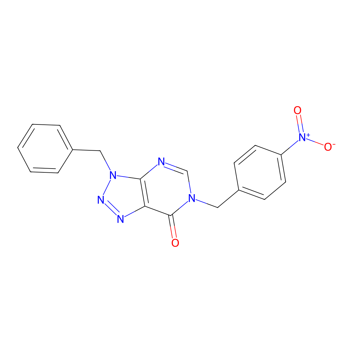 3-benzyl-6-(4-nitrobenzyl)-3H-[1,2,3]triazolo[4,5-d]pyrimidin-7(6H)-one molecular structure, CAS 863018-35-3