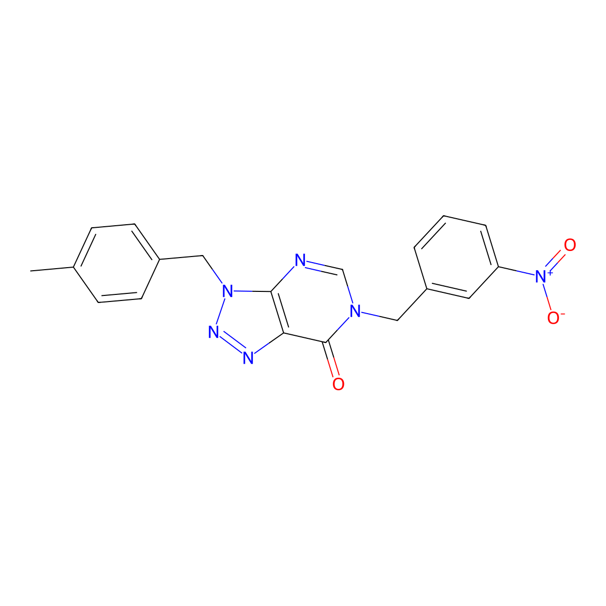 3-(4-methylbenzyl)-6-(3-nitrobenzyl)-3H-[1,2,3]triazolo[4,5-d]pyrimidin-7(6H)-one molecular structure, CAS 863018-42-2