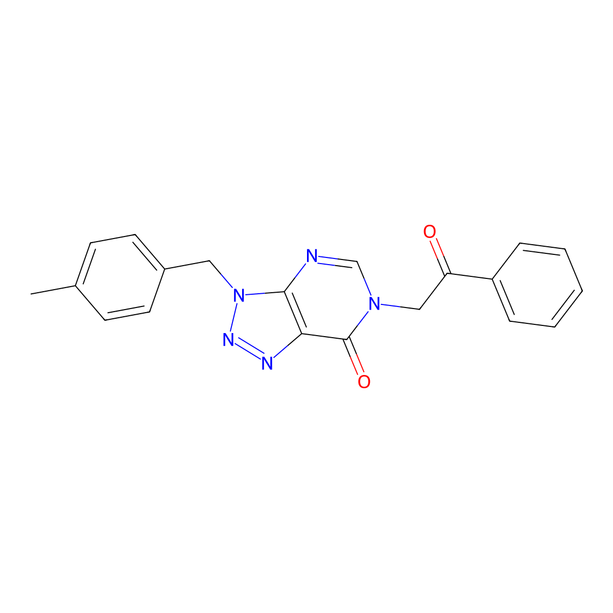 3-[(4-Methylphenyl)methyl]-6-phenacyltriazolo[4,5-d]pyrimidin-7-one molecular structure, CAS 863018-43-3