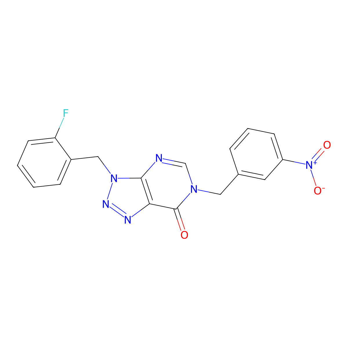 3-[(2-Fluorophenyl)methyl]-6-[(3-nitrophenyl)methyl]triazolo[4,5-d]pyrimidin-7-one molecular structure, CAS 863018-50-2