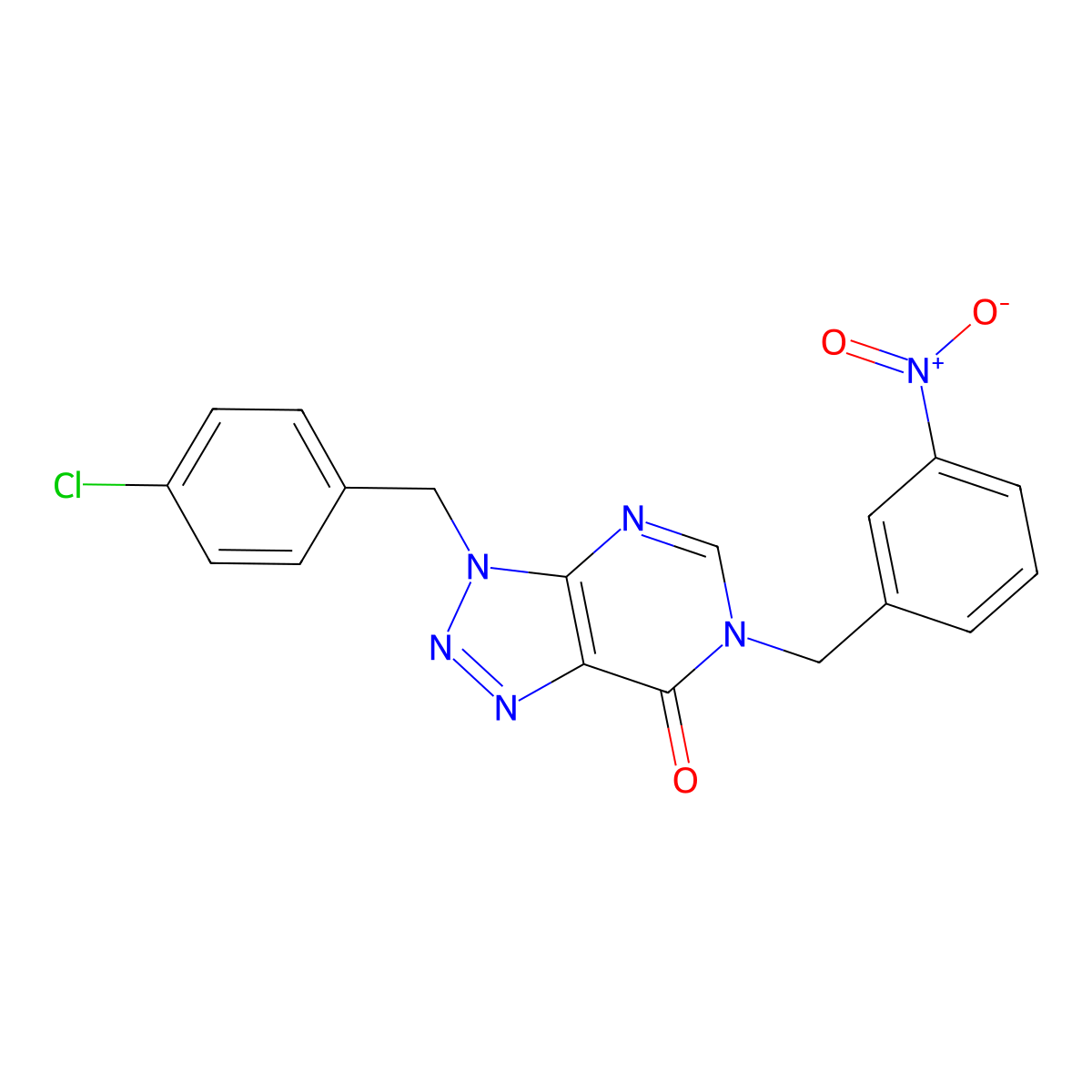 3-(4-chlorobenzyl)-6-(3-nitrobenzyl)-3H-[1,2,3]triazolo[4,5-d]pyrimidin-7(6H)-one molecular structure, CAS 863018-55-7