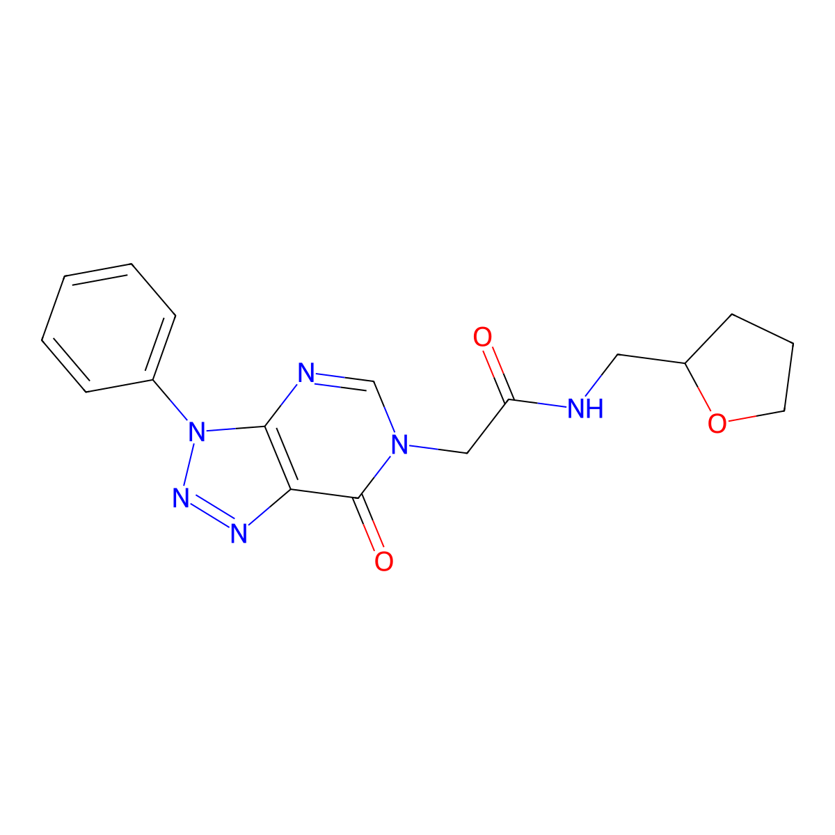 N-(2-oxolanylmethyl)-2-(7-oxo-3-phenyl-6-triazolo[4,5-d]pyrimidinyl)acetamide molecular structure, CAS 863018-68-2