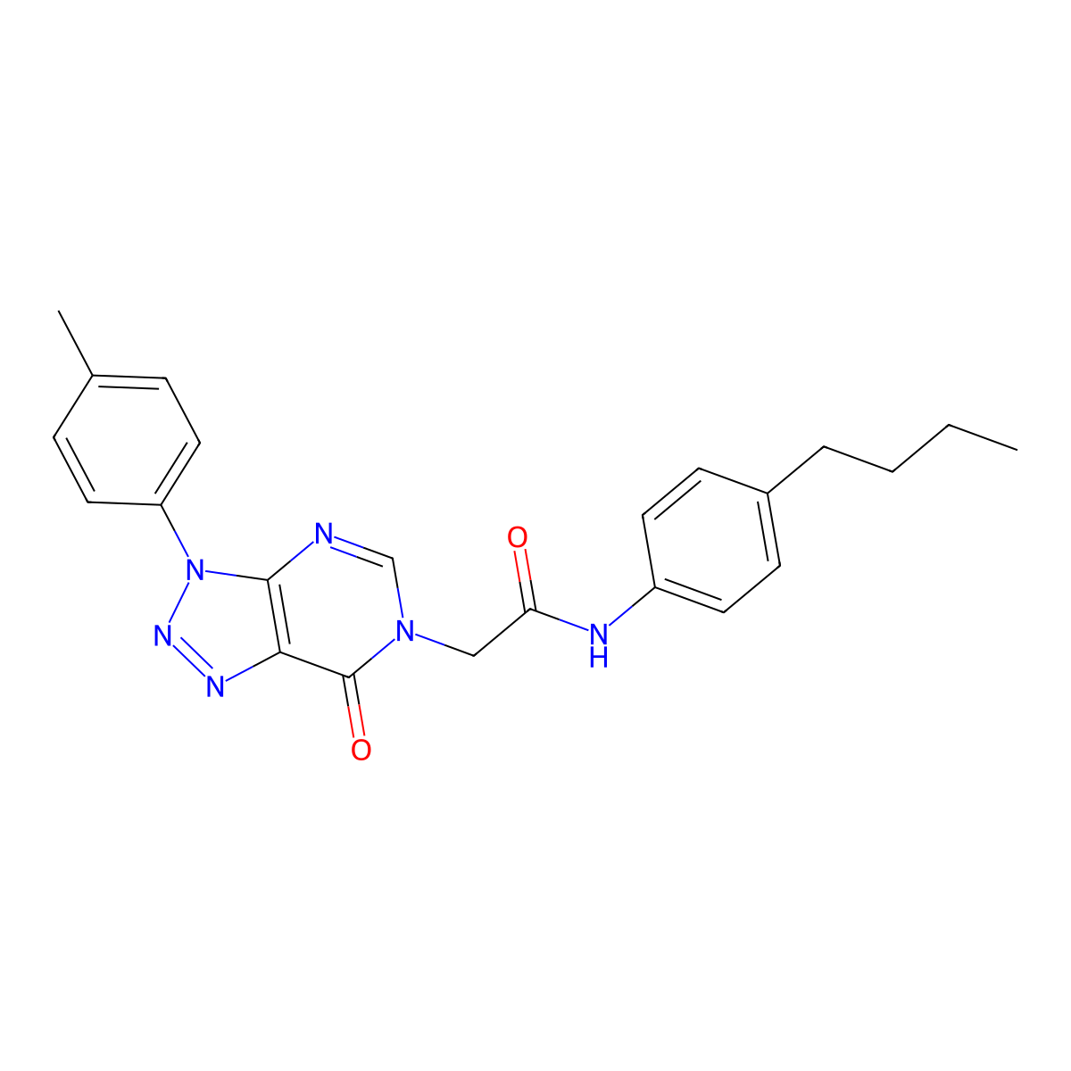 N-(4-butylphenyl)-2-(7-oxo-3-(p-tolyl)-3H-[1,2,3]triazolo[4,5-d]pyrimidin-6(7H)-yl)acetamide molecular structure, CAS 863018-89-7