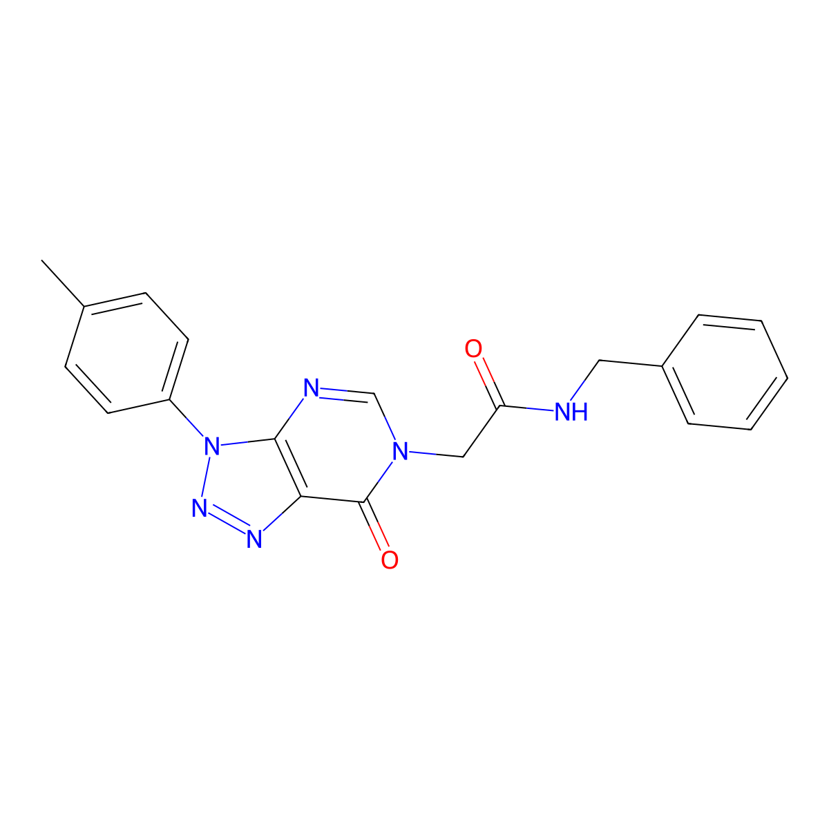 N-benzyl-2-(7-oxo-3-(p-tolyl)-3H-[1,2,3]triazolo[4,5-d]pyrimidin-6(7H)-yl)acetamide molecular structure, CAS 863019-19-6