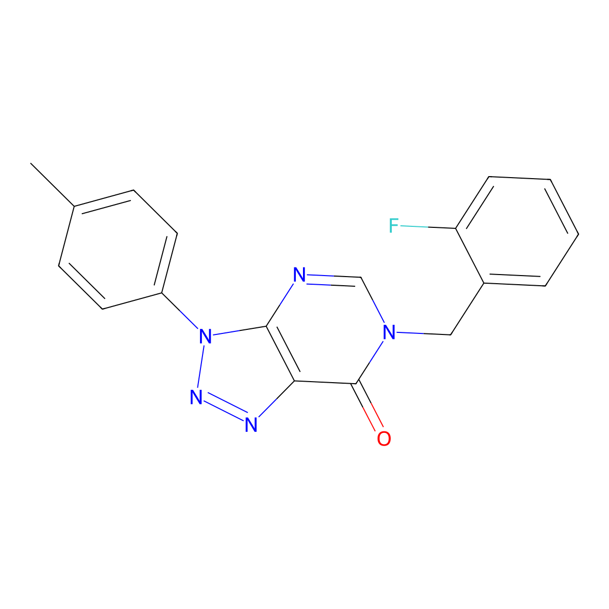 6-(2-fluorobenzyl)-3-(p-tolyl)-3H-[1,2,3]triazolo[4,5-d]pyrimidin-7(6H)-one molecular structure, CAS 863019-40-3