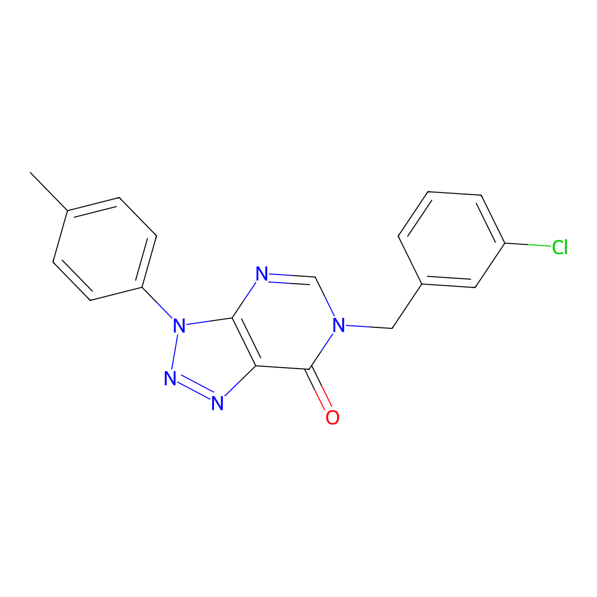 6-(3-chlorobenzyl)-3-(p-tolyl)-3H-[1,2,3]triazolo[4,5-d]pyrimidin-7(6H)-one molecular structure, CAS 863019-41-4