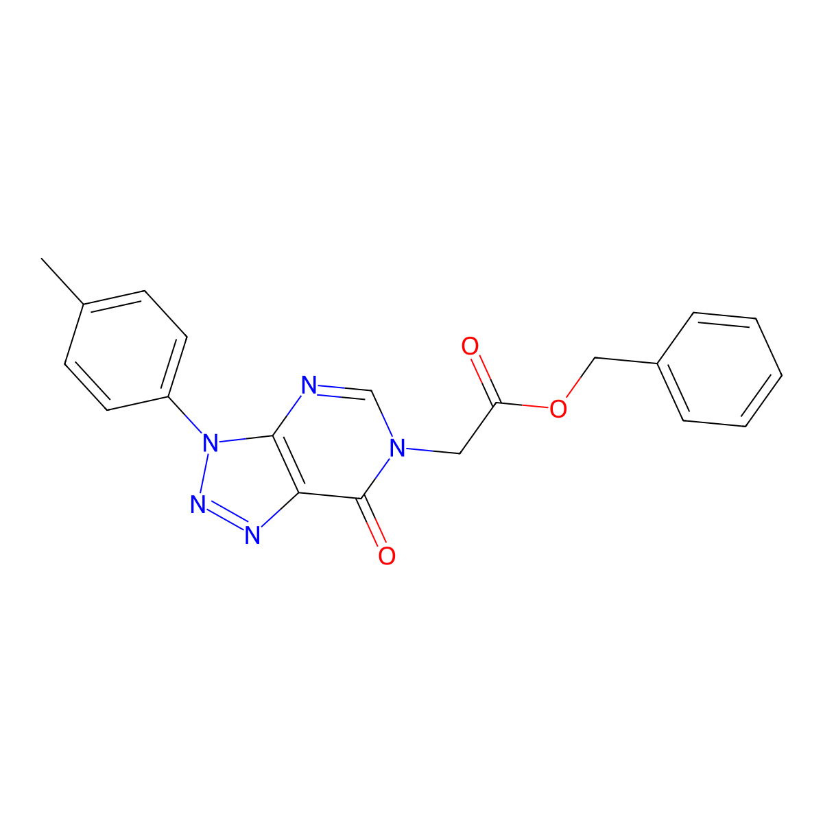 Benzyl 2-[3-(4-methylphenyl)-7-oxotriazolo[4,5-d]pyrimidin-6-yl]acetate molecular structure, CAS 863019-48-1