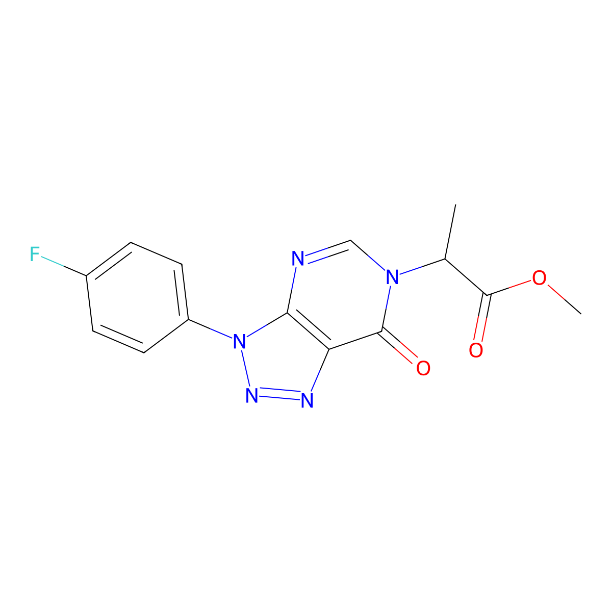 methyl 2-(3-(4-fluorophenyl)-7-oxo-3H-[1,2,3]triazolo[4,5-d]pyrimidin-6(7H)-yl)propanoate molecular structure, CAS 863019-62-9