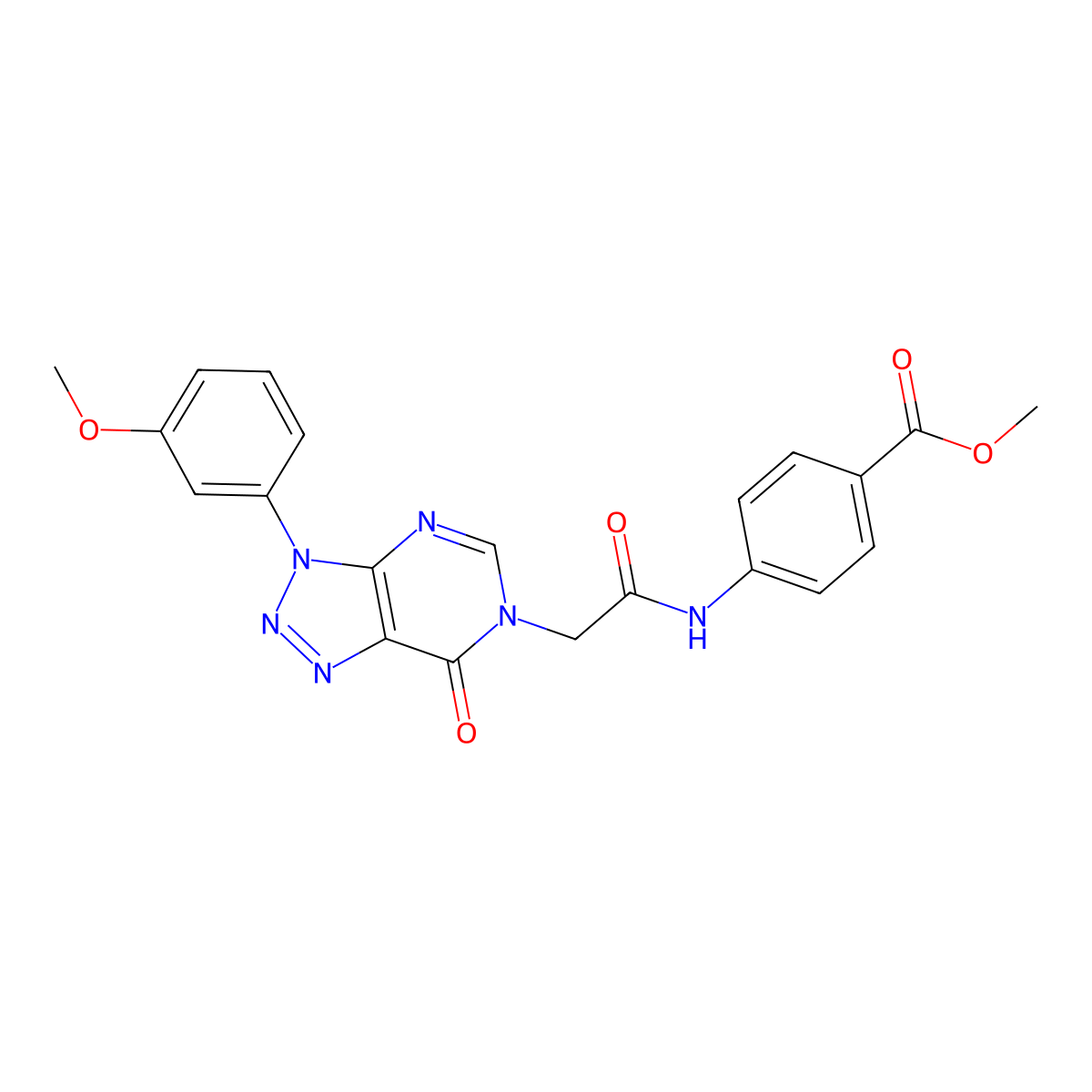 methyl 4-(2-(3-(3-methoxyphenyl)-7-oxo-3H-[1,2,3]triazolo[4,5-d]pyrimidin-6(7H)-yl)acetamido)benzoate molecular structure, CAS 863019-69-6