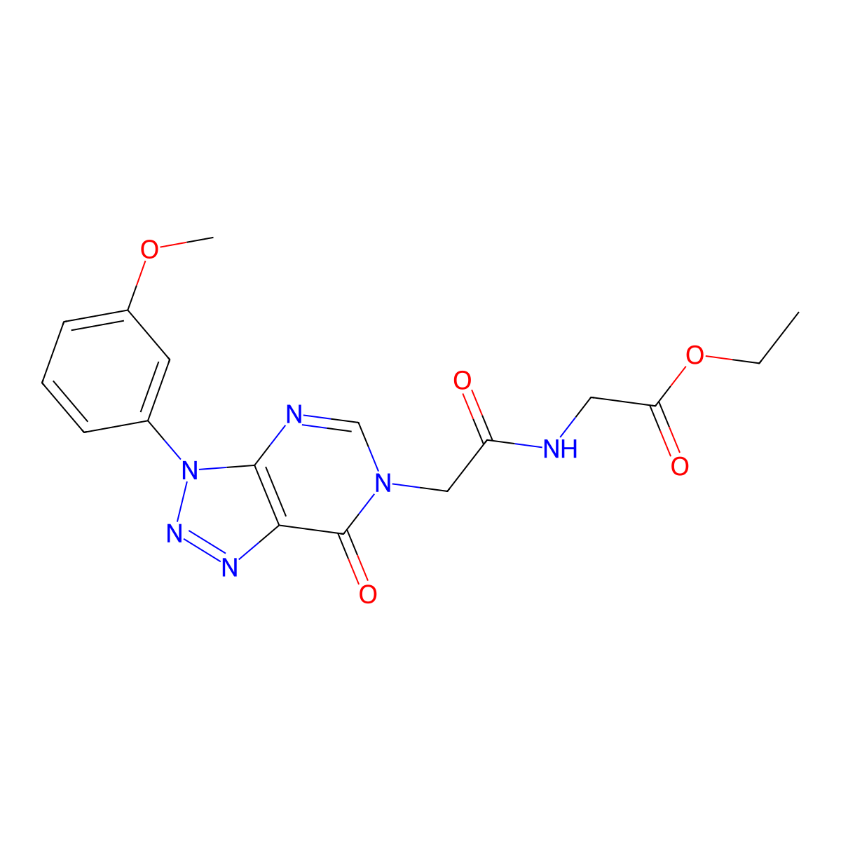 ethyl 2-(2-(3-(3-methoxyphenyl)-7-oxo-3H-[1,2,3]triazolo[4,5-d]pyrimidin-6(7H)-yl)acetamido)acetate molecular structure, CAS 863019-72-1