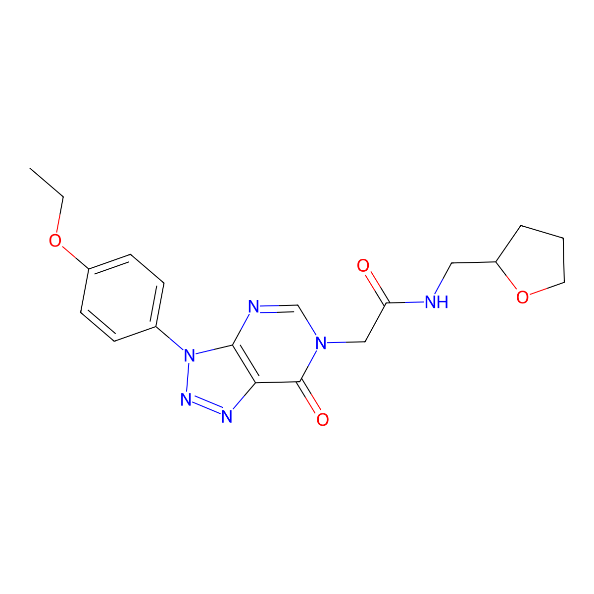 2-(3-(4-ethoxyphenyl)-7-oxo-3H-[1,2,3]triazolo[4,5-d]pyrimidin-6(7H)-yl)-N-((tetrahydrofuran-2-yl)methyl)acetamide molecular structure, CAS 863019-98-1