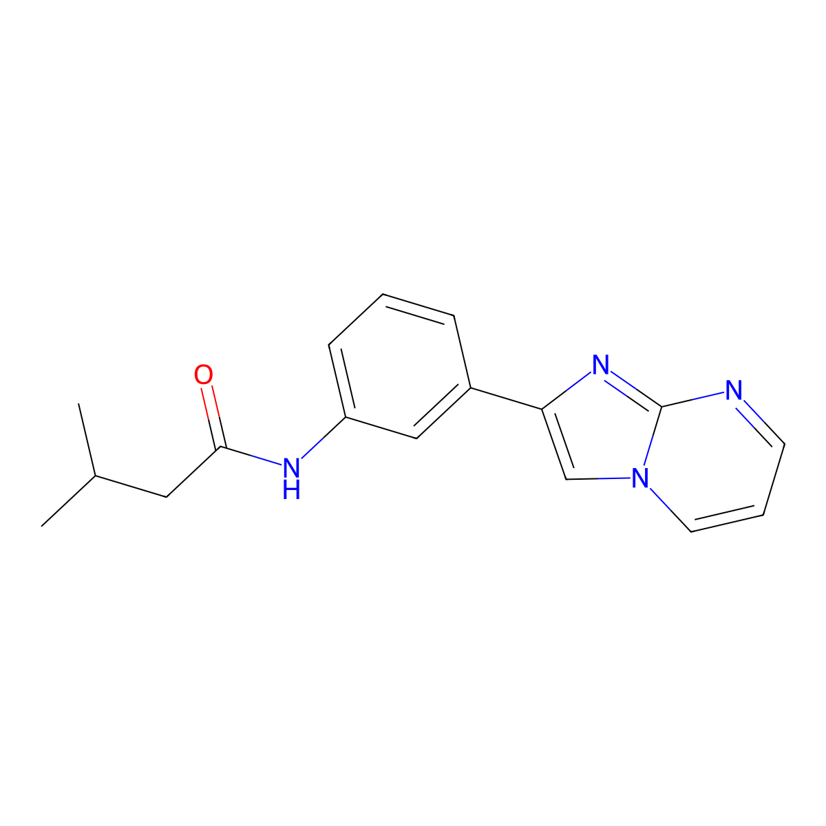 N-(3-(imidazo[1,2-a]pyrimidin-2-yl)phenyl)-3-methylbutanamide molecular structure, CAS 863020-03-5