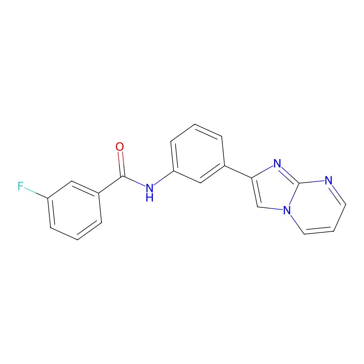3-fluoro-N-(3-(imidazo[1,2-a]pyrimidin-2-yl)phenyl)benzamide molecular structure, CAS 863020-20-6