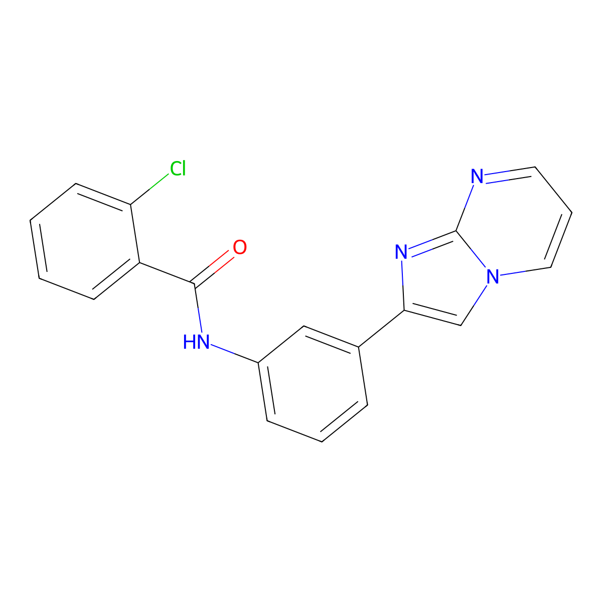 2-chloro-N-(3-(imidazo[1,2-a]pyrimidin-2-yl)phenyl)benzamide molecular structure, CAS 863020-21-7