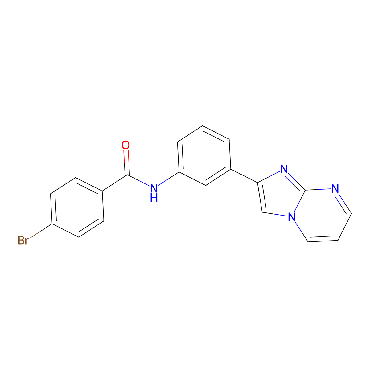 4-bromo-N-(3-{imidazo[1,2-a]pyrimidin-2-yl}phenyl)benzamide molecular structure, CAS 863020-25-1