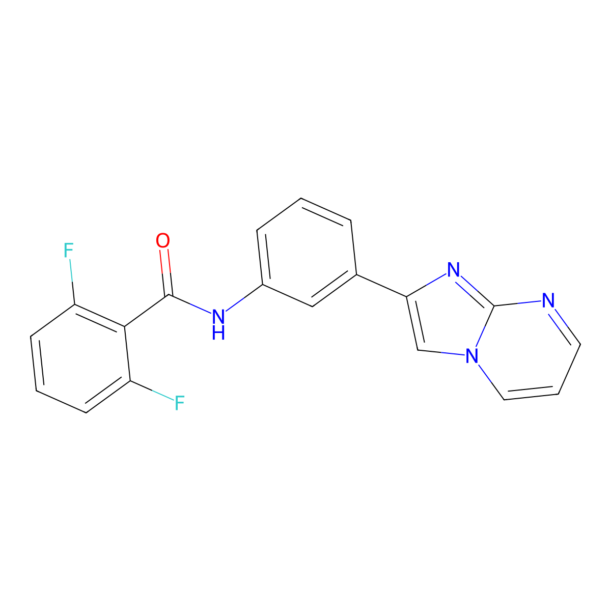 2,6-difluoro-N-(3-{imidazo[1,2-a]pyrimidin-2-yl}phenyl)benzamide molecular structure, CAS 863020-26-2