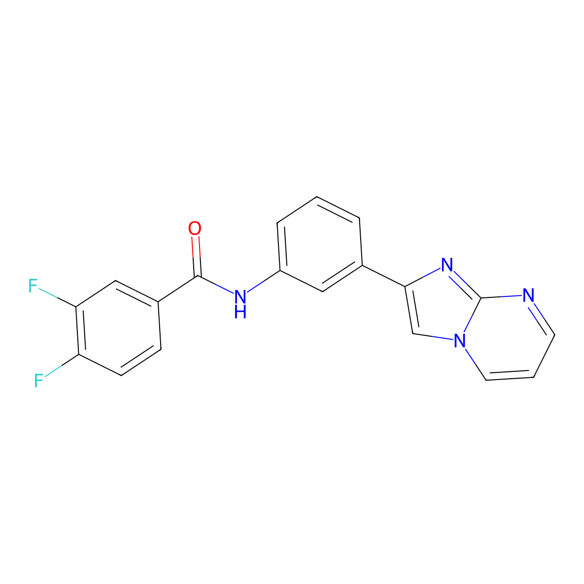 3,4-difluoro-N-(3-{imidazo[1,2-a]pyrimidin-2-yl}phenyl)benzamide molecular structure, CAS 863020-27-3