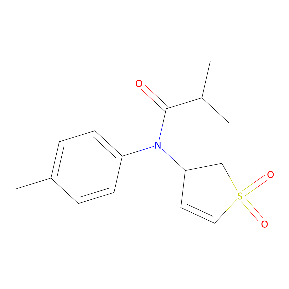 N-(1,1-dioxido-2,3-dihydrothiophen-3-yl)-N-(p-tolyl)isobutyramide molecular structure, CAS 863020-54-6