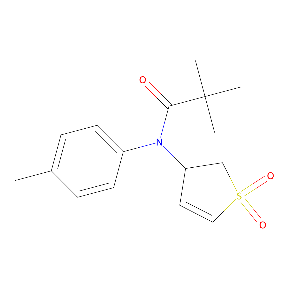 N-(1,1-dioxido-2,3-dihydrothiophen-3-yl)-N-(p-tolyl)pivalamide molecular structure, CAS 863020-55-7