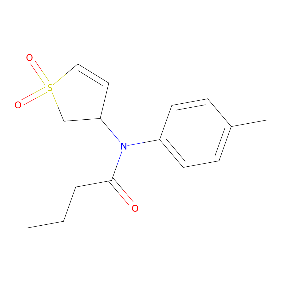 N-(1,1-dioxido-2,3-dihydrothiophen-3-yl)-N-(p-tolyl)butyramide molecular structure, CAS 863020-56-8