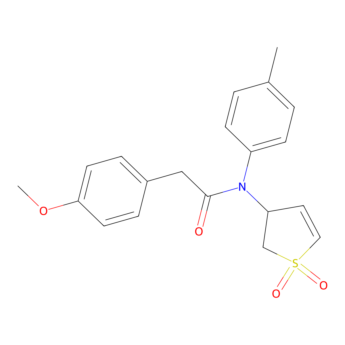 N-(1,1-dioxido-2,3-dihydrothiophen-3-yl)-2-(4-methoxyphenyl)-N-(p-tolyl)acetamide molecular structure, CAS 863020-58-0
