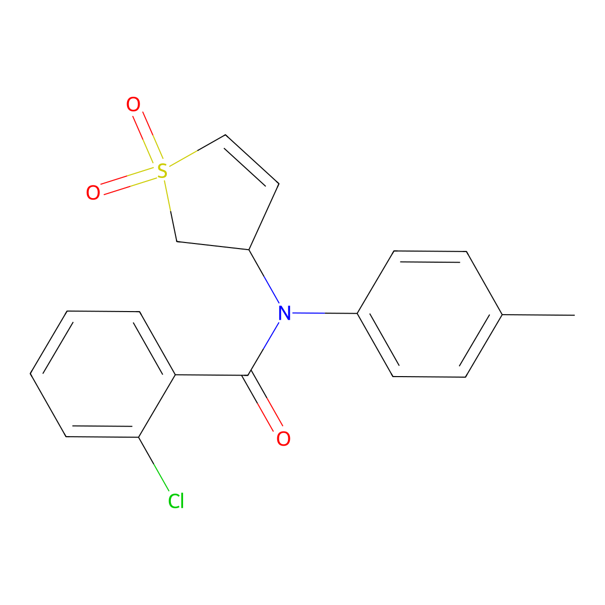 2-chloro-N-(1,1-dioxido-2,3-dihydrothiophen-3-yl)-N-(p-tolyl)benzamide molecular structure, CAS 863020-60-4