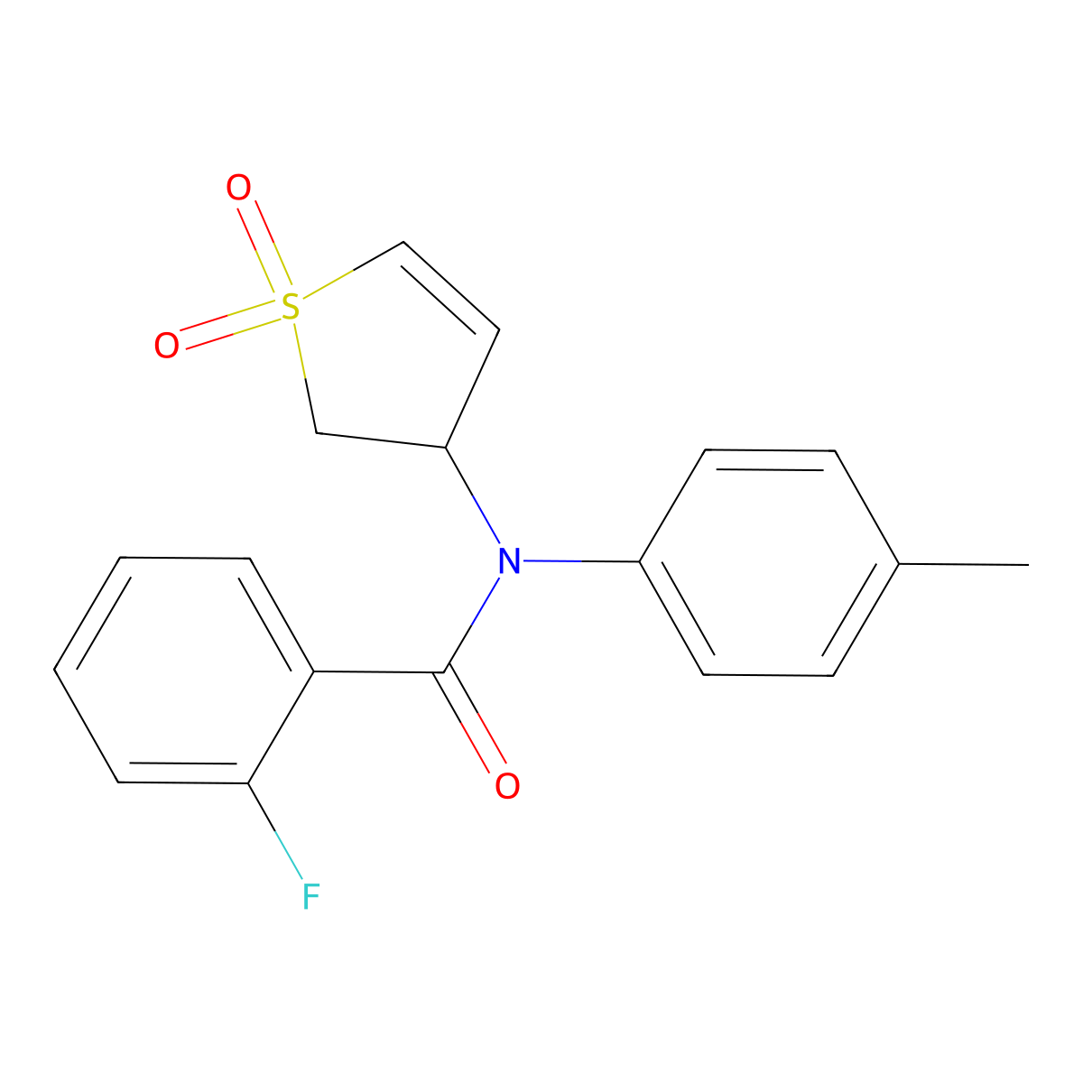N-(1,1-dioxido-2,3-dihydrothiophen-3-yl)-2-fluoro-N-(p-tolyl)benzamide molecular structure, CAS 863020-61-5