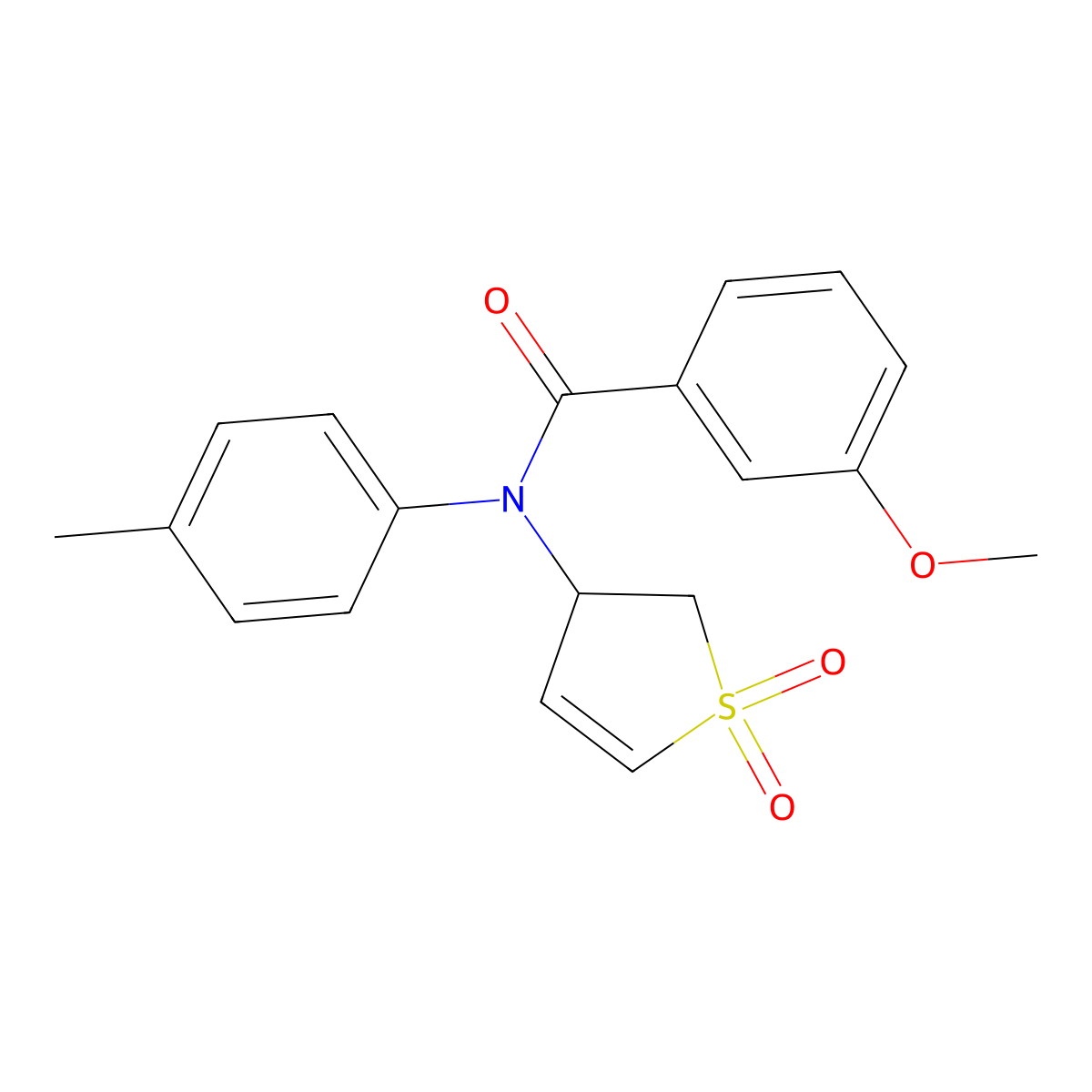 N-(1,1-dioxido-2,3-dihydrothien-3-yl)-3-methoxy-N-(4-methylphenyl)benzamide molecular structure, CAS 863020-63-7