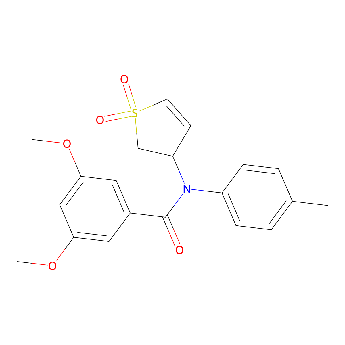N-(1,1-dioxido-2,3-dihydrothiophen-3-yl)-3,5-dimethoxy-N-(p-tolyl)benzamide molecular structure, CAS 863020-64-8