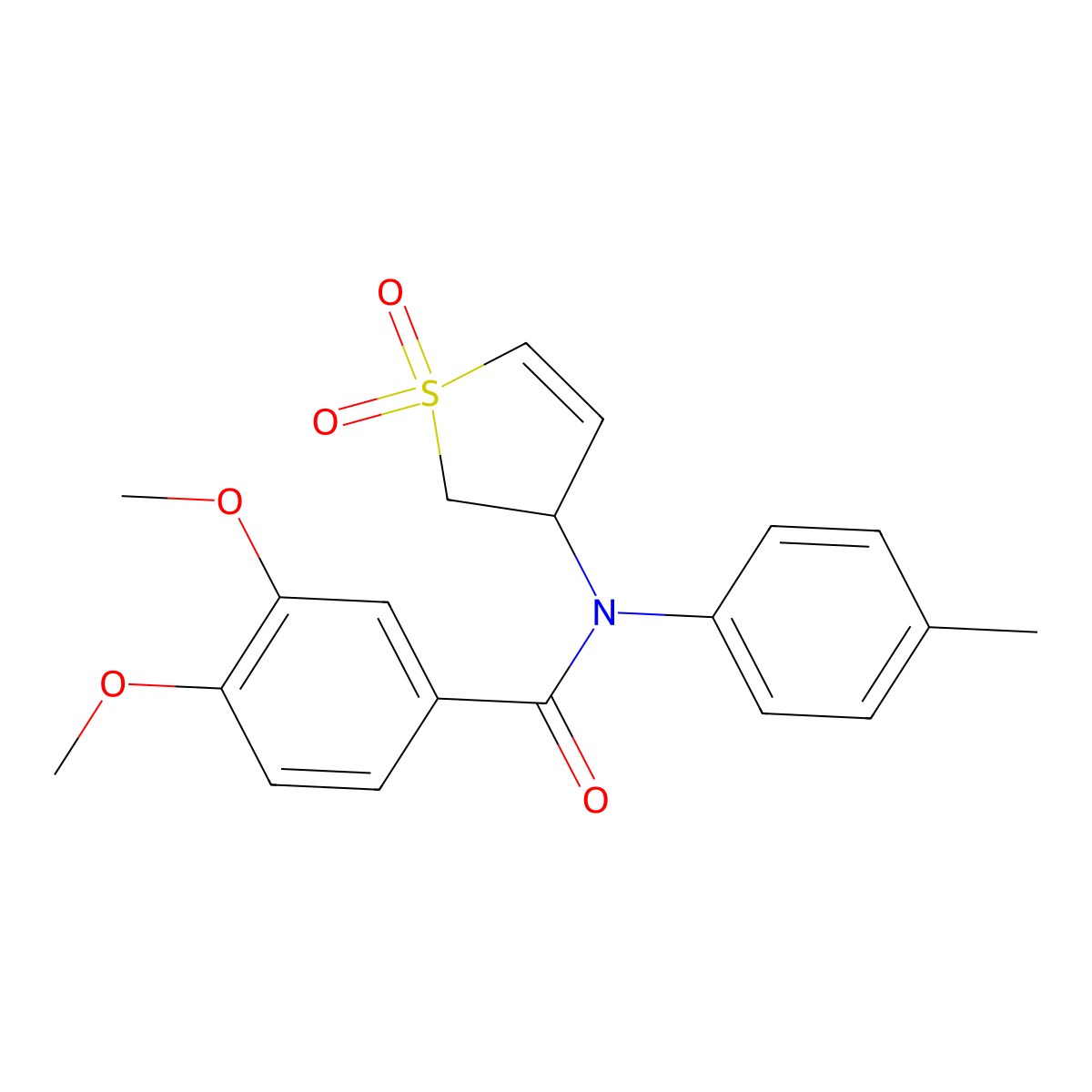 N-(1,1-dioxido-2,3-dihydrothiophen-3-yl)-3,4-dimethoxy-N-(p-tolyl)benzamide molecular structure, CAS 863020-65-9