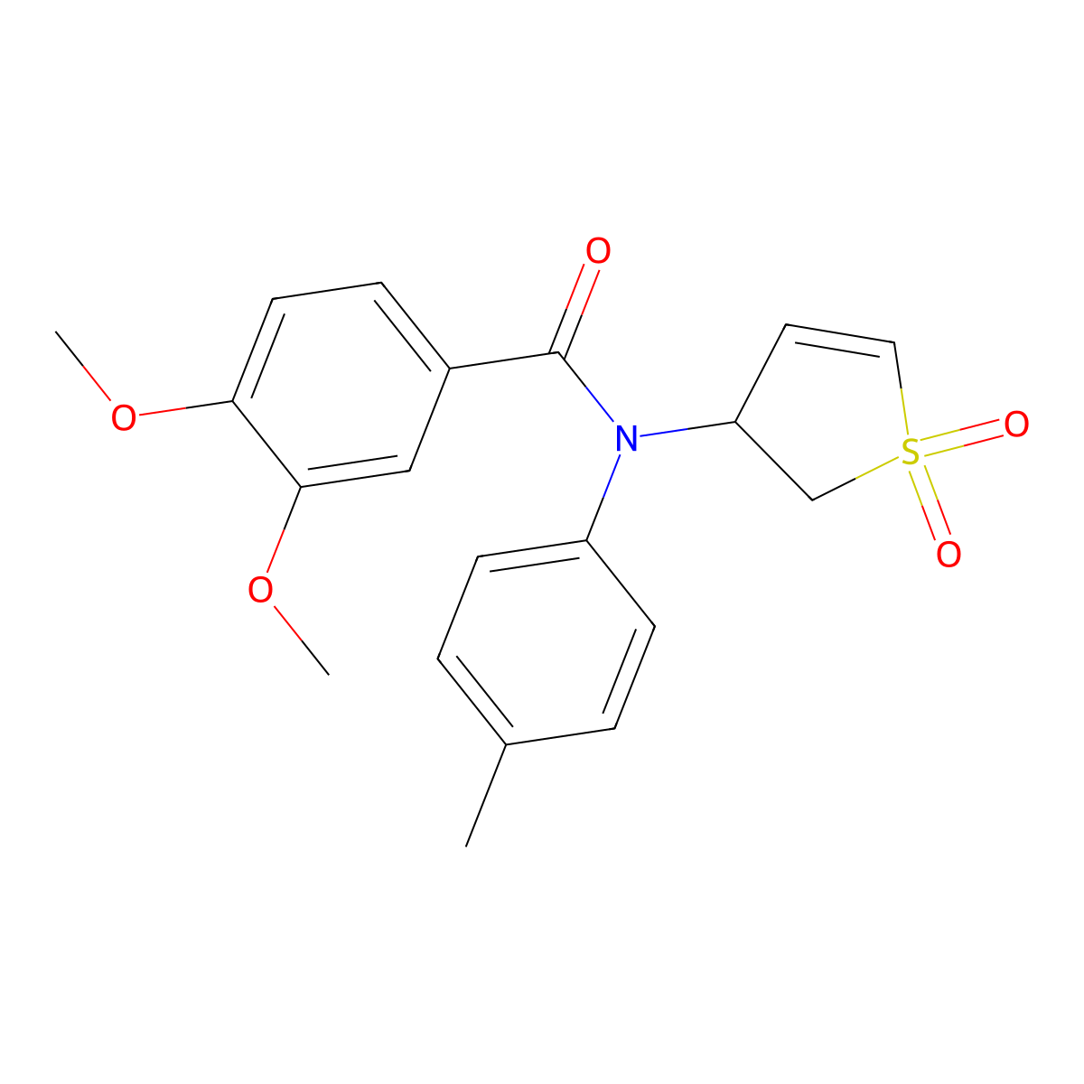 N-(1,1-dioxido-2,3-dihydrothiophen-3-yl)-3,4-dimethoxy-N-(p-tolyl)benzamide molecular structure, CAS 863020-65-9