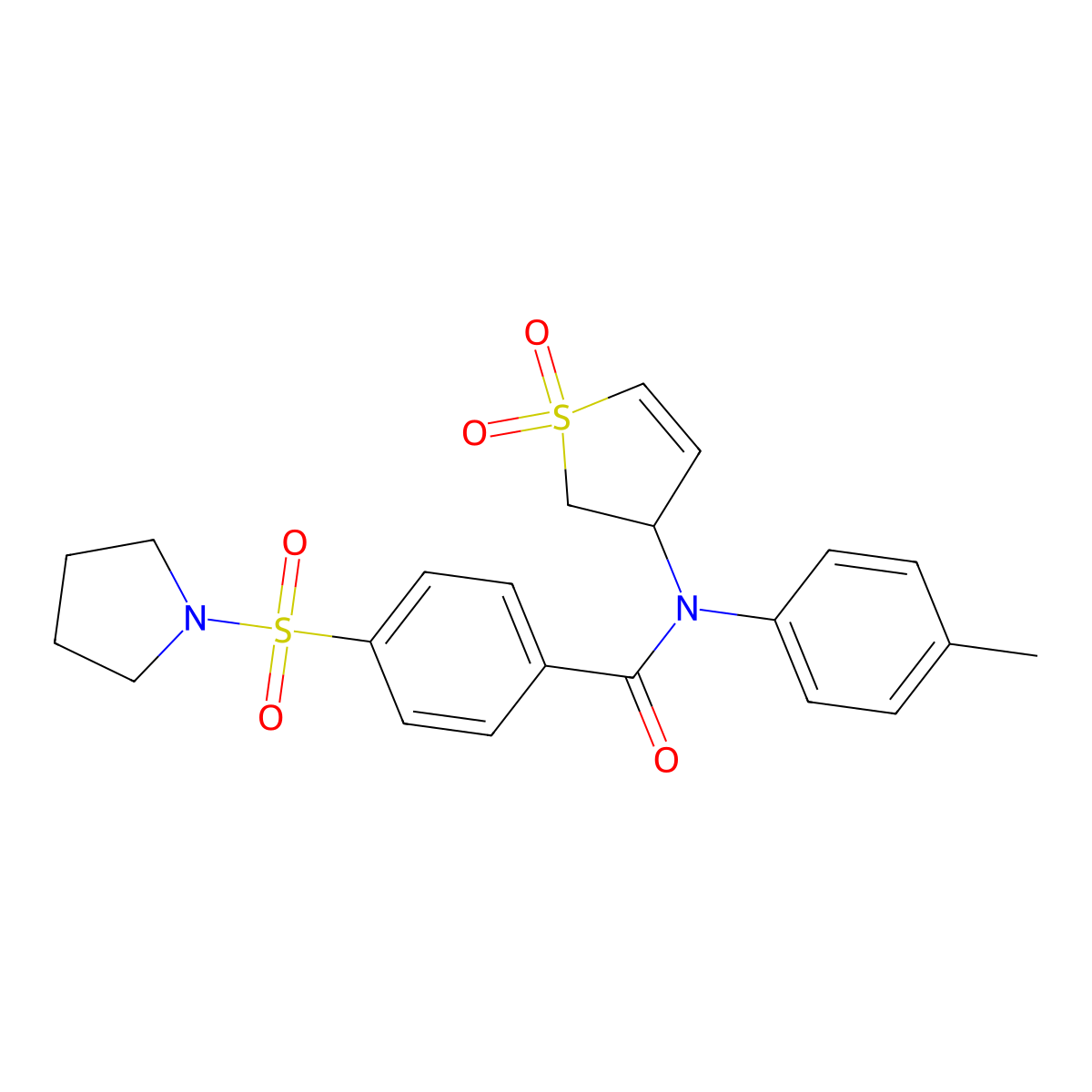 N-(1,1-dioxido-2,3-dihydrothiophen-3-yl)-4-(pyrrolidin-1-ylsulfonyl)-N-(p-tolyl)benzamide molecular structure, CAS 863020-67-1