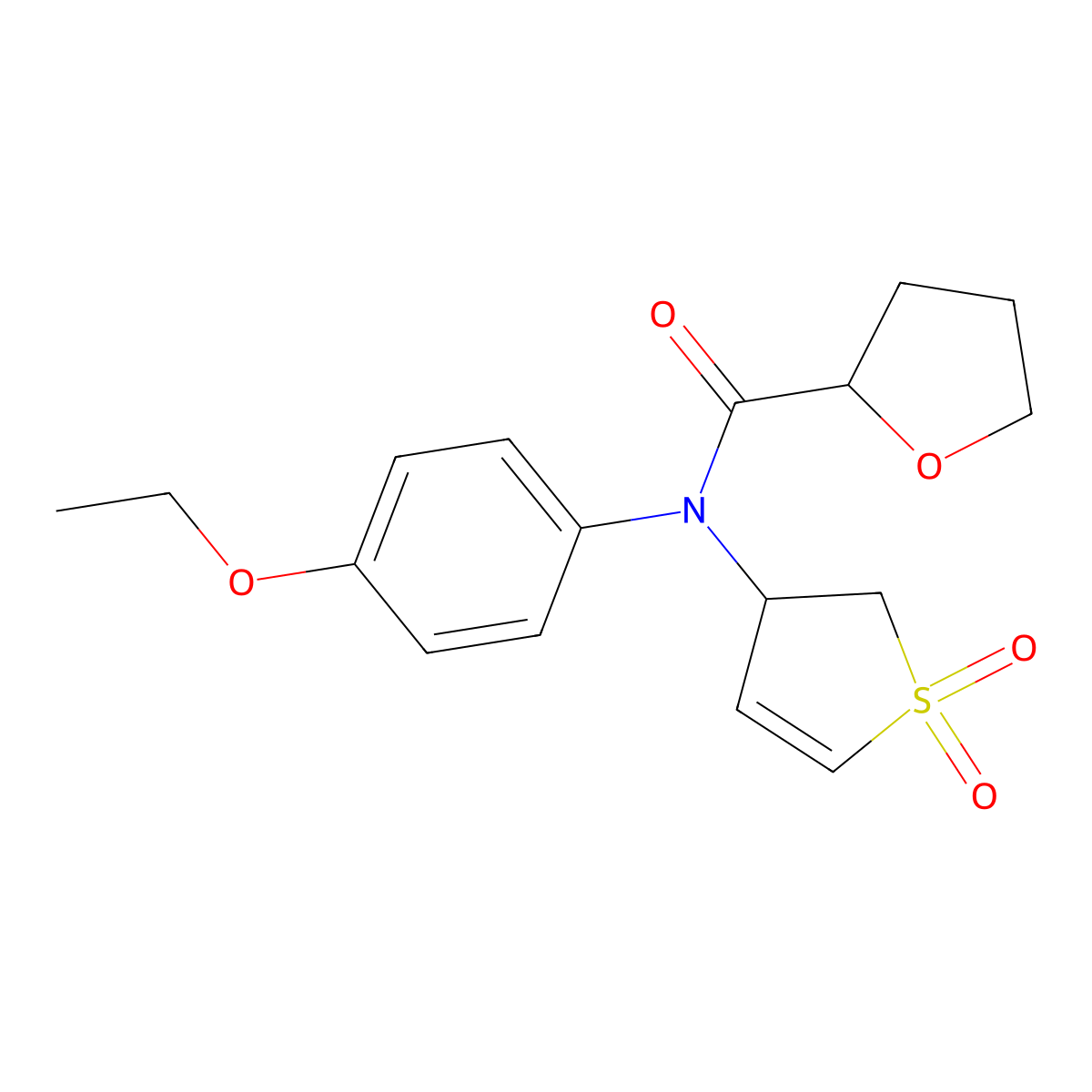 N-(1,1-dioxido-2,3-dihydrothiophen-3-yl)-N-(4-ethoxyphenyl)tetrahydrofuran-2-carboxamide molecular structure, CAS 863020-72-8