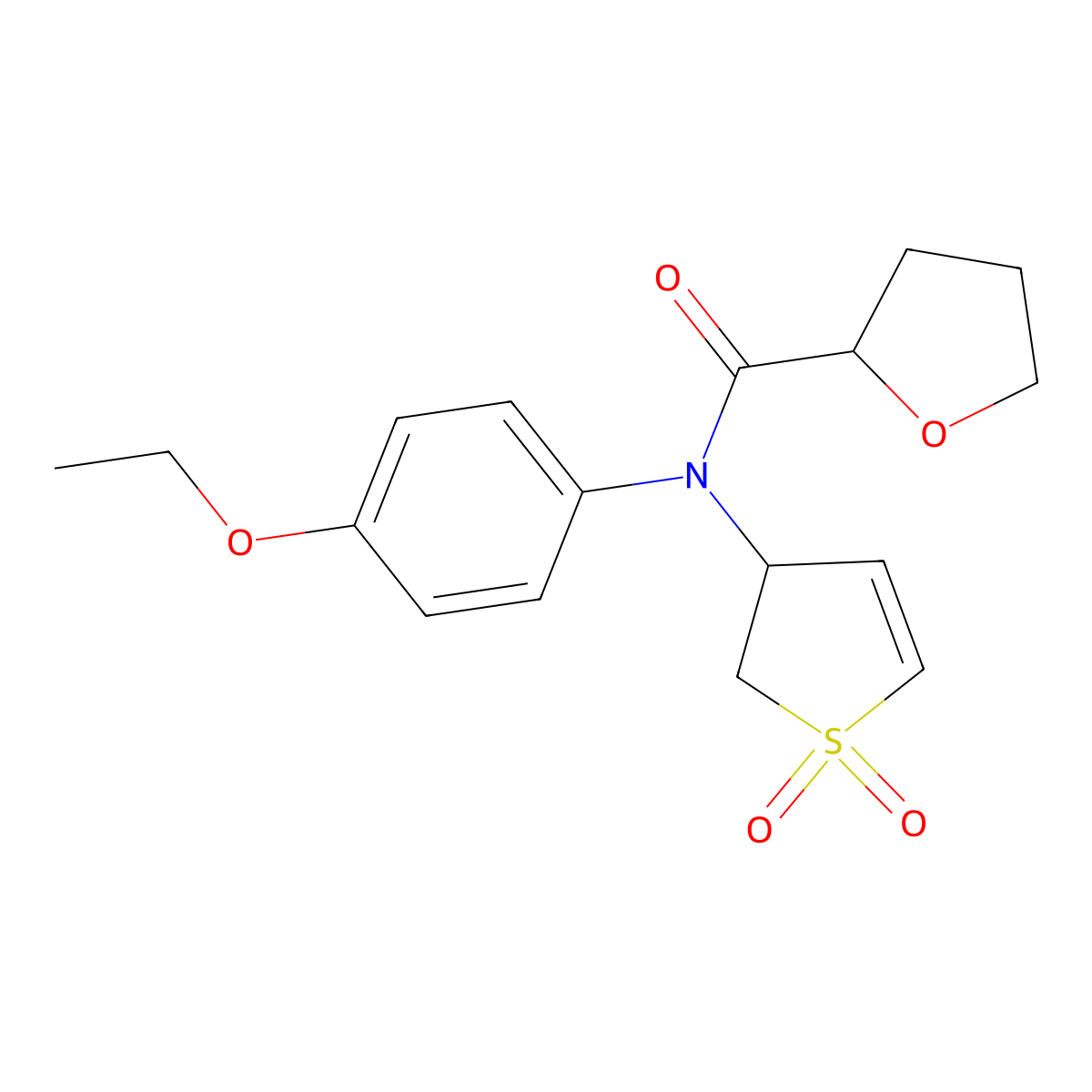 N-(1,1-dioxido-2,3-dihydrothiophen-3-yl)-N-(4-ethoxyphenyl)tetrahydrofuran-2-carboxamide molecular structure, CAS 863020-72-8