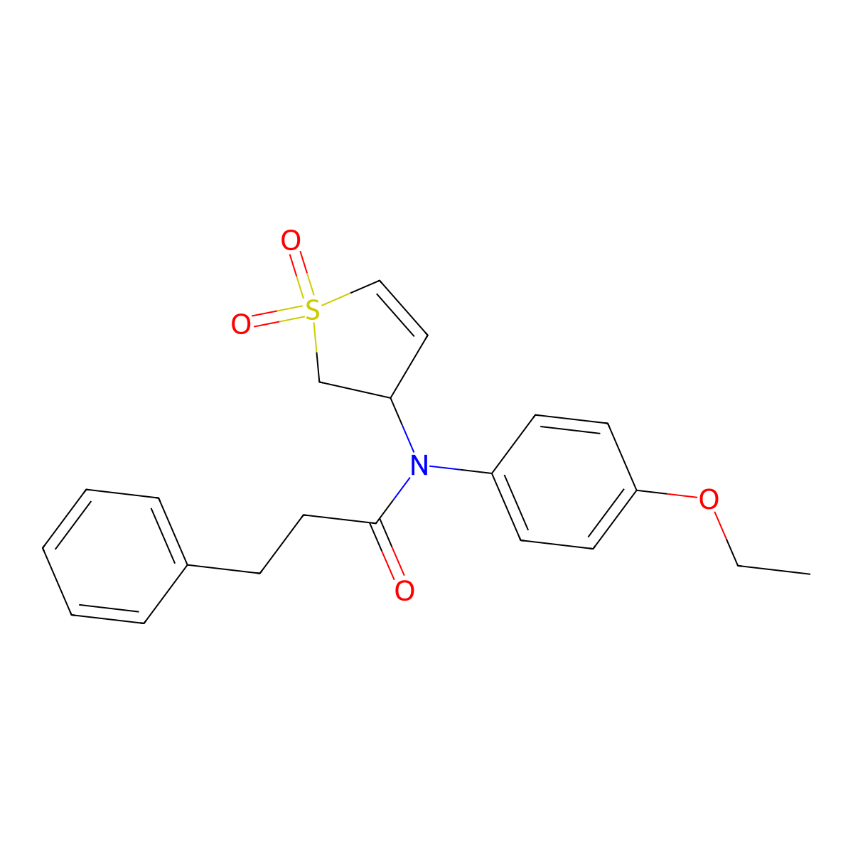 N-(1,1-Dioxido-2,3-dihydro-3-thiophenyl)-N-(4-ethoxyphenyl)-3-phenylpropanamide molecular structure, CAS 863020-78-4