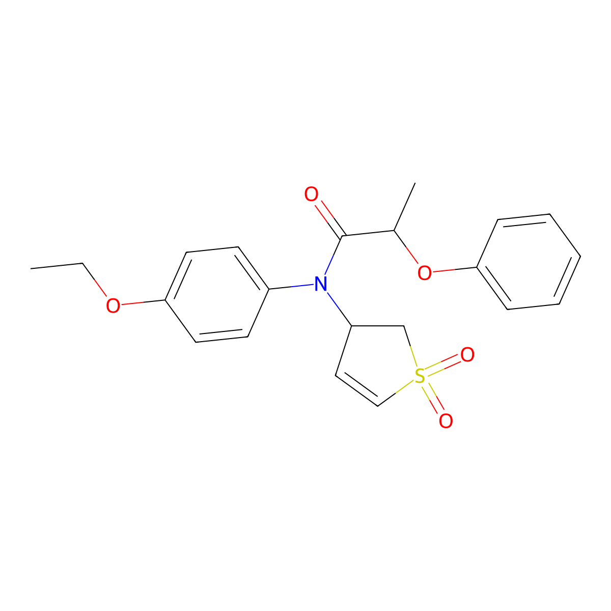 N-(1,1-dioxo-2,3-dihydro-1lambda6-thiophen-3-yl)-N-(4-ethoxyphenyl)-2-phenoxypropanamide molecular structure, CAS 863020-80-8