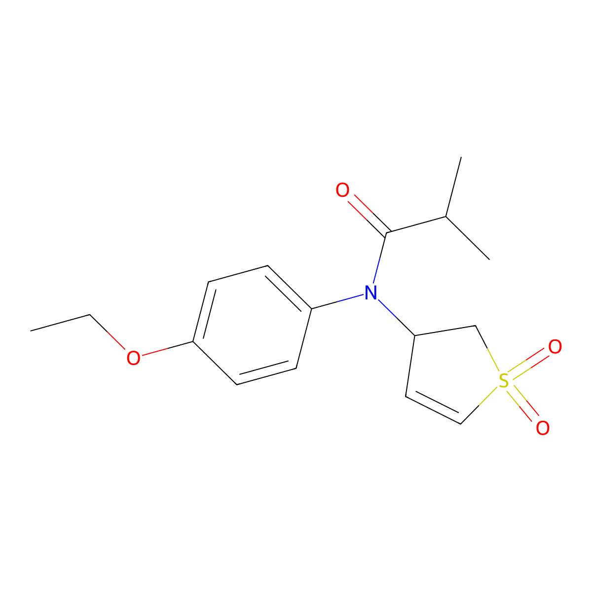 N-(1,1-dioxido-2,3-dihydrothiophen-3-yl)-N-(4-ethoxyphenyl)isobutyramide molecular structure, CAS 863020-83-1