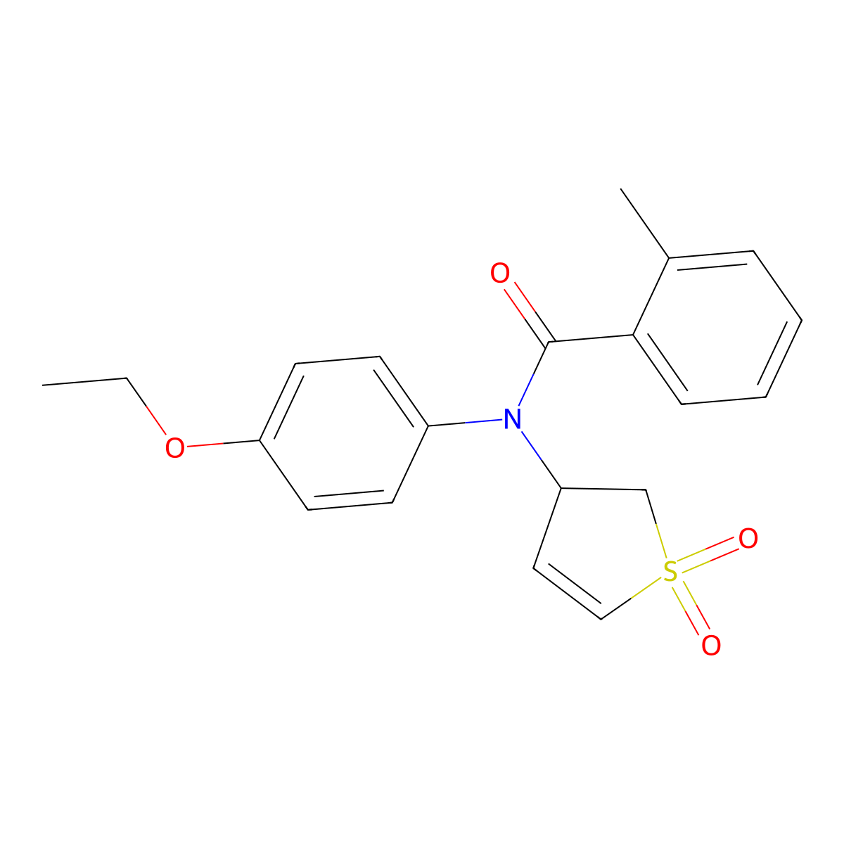 N-(1,1-dioxido-2,3-dihydrothiophen-3-yl)-N-(4-ethoxyphenyl)-2-methylbenzamide molecular structure, CAS 863020-91-1