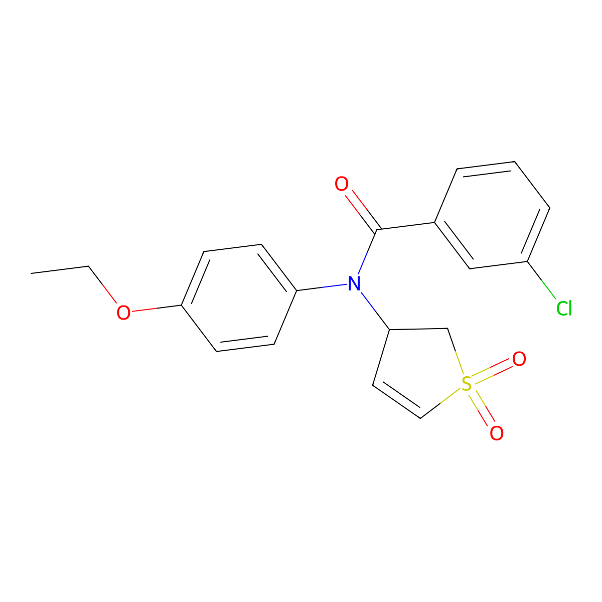 3-chloro-N-(1,1-dioxido-2,3-dihydrothiophen-3-yl)-N-(4-ethoxyphenyl)benzamide molecular structure, CAS 863020-96-6