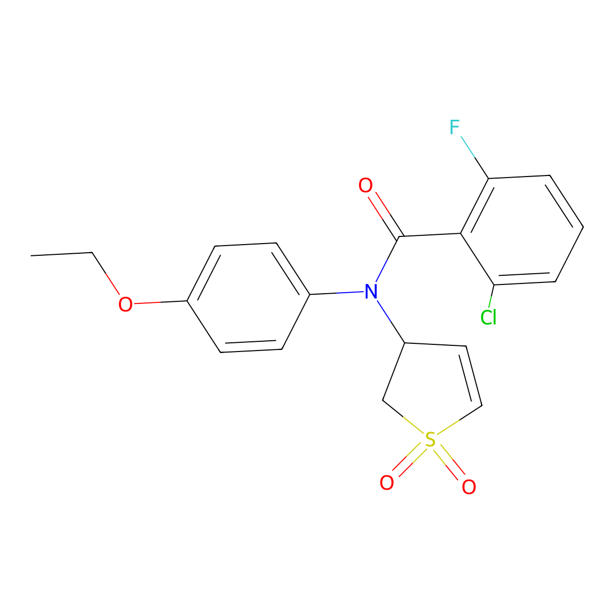 2-chloro-N-(1,1-dioxido-2,3-dihydrothien-3-yl)-N-(4-ethoxyphenyl)-6-fluorobenzamide molecular structure, CAS 863021-00-5