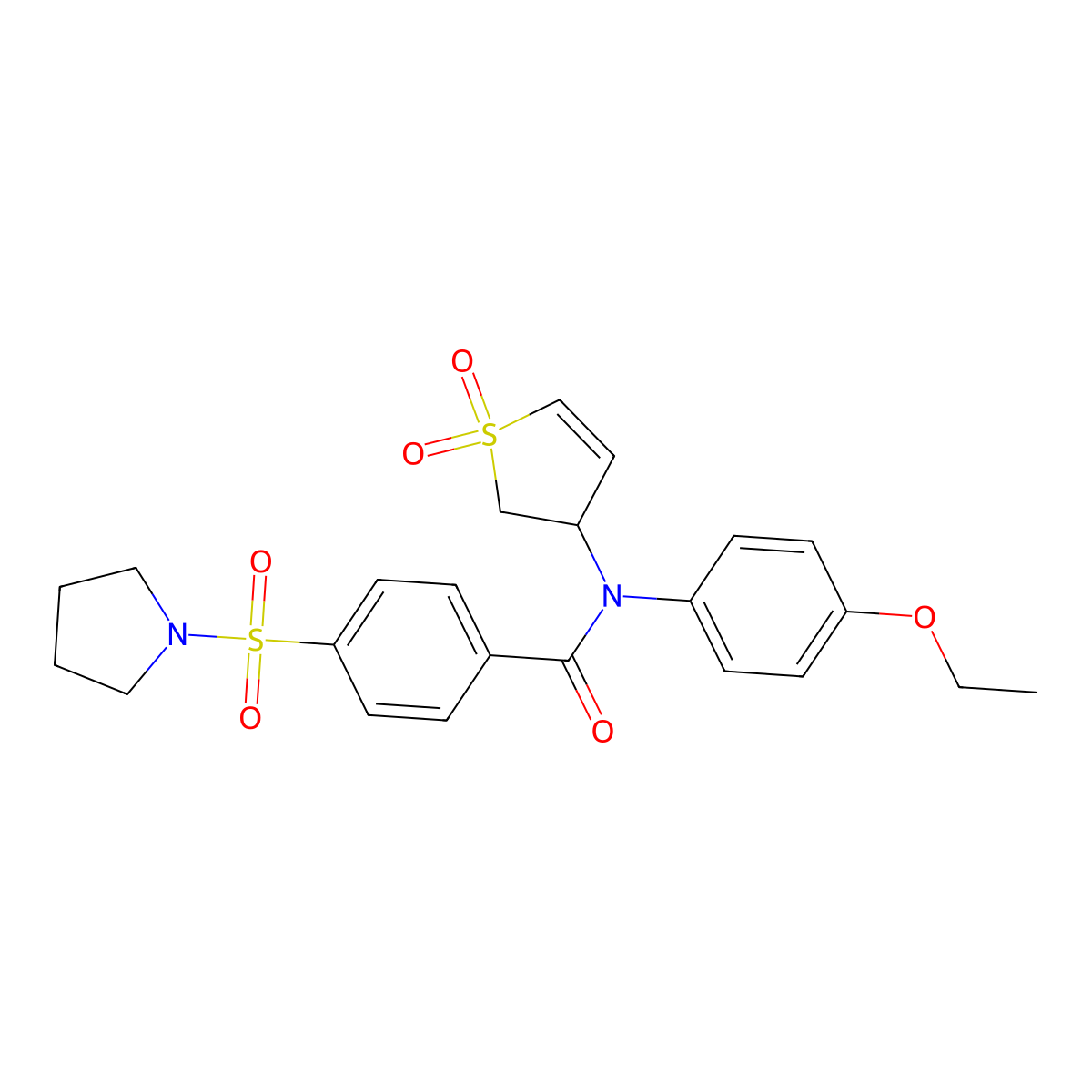 N-(1,1-dioxido-2,3-dihydrothiophen-3-yl)-N-(4-ethoxyphenyl)-4-(pyrrolidin-1-ylsulfonyl)benzamide molecular structure, CAS 863021-05-0