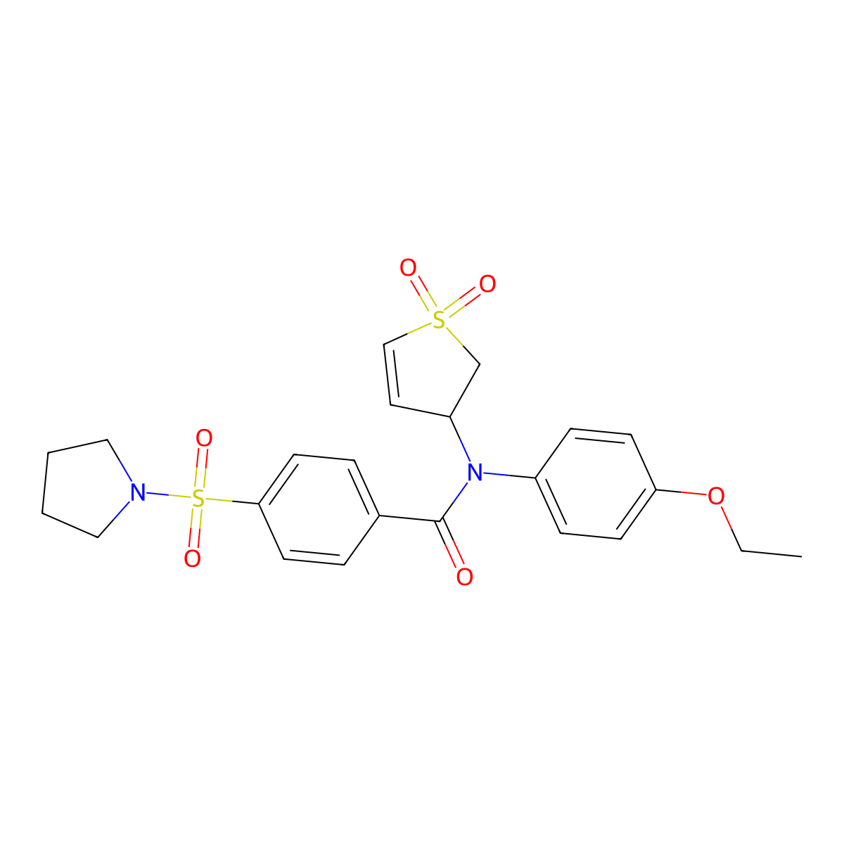 N-(1,1-dioxido-2,3-dihydrothiophen-3-yl)-N-(4-ethoxyphenyl)-4-(pyrrolidin-1-ylsulfonyl)benzamide molecular structure, CAS 863021-05-0